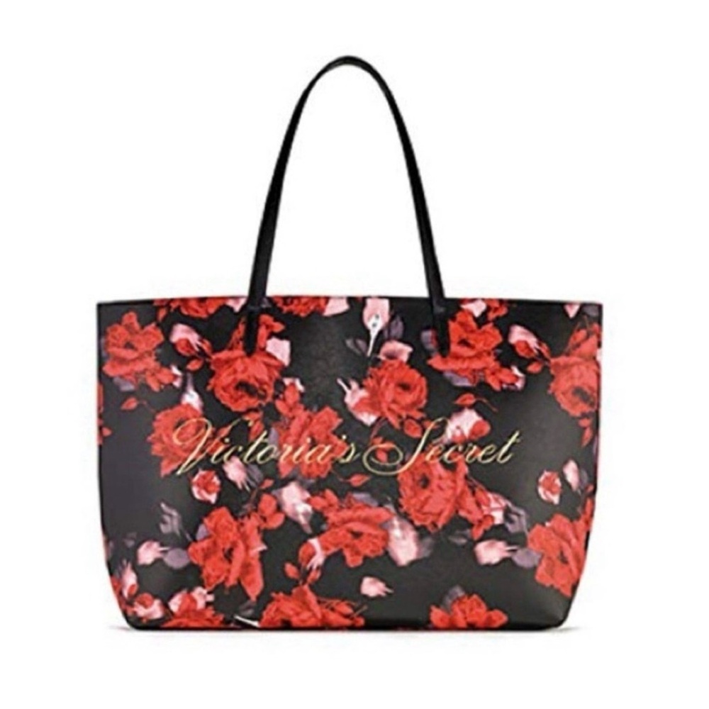 Victoria's Secret Limited Edition Large Red Floral Rose Tote Bag. NWOT